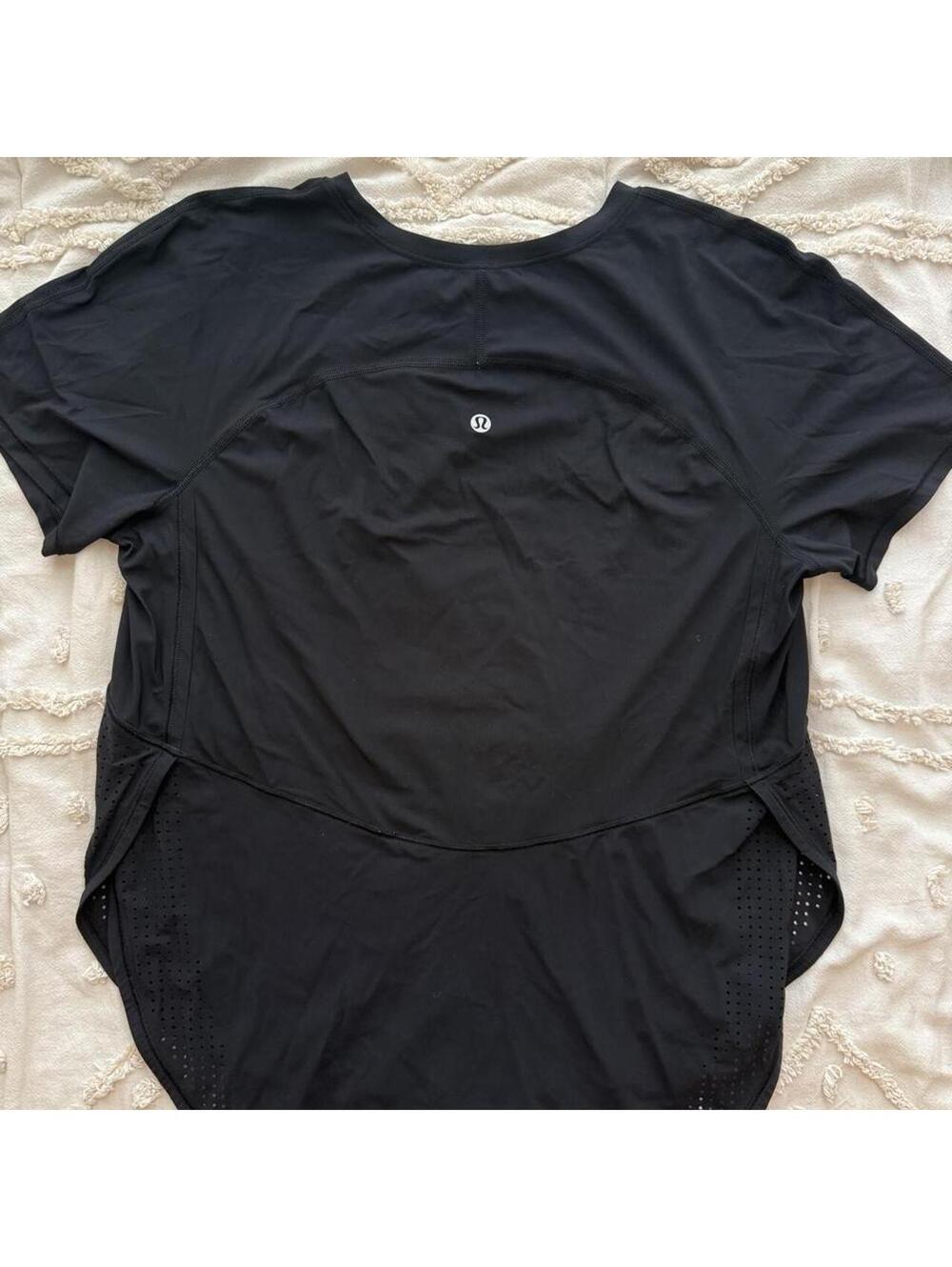 Lululemon Black Perforated High Low Running Top